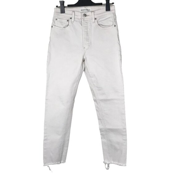Aritzia Denim Forum White The Yoko High Rise Slim Jeans Raw Hem Size 26 - Picture 2 of 9